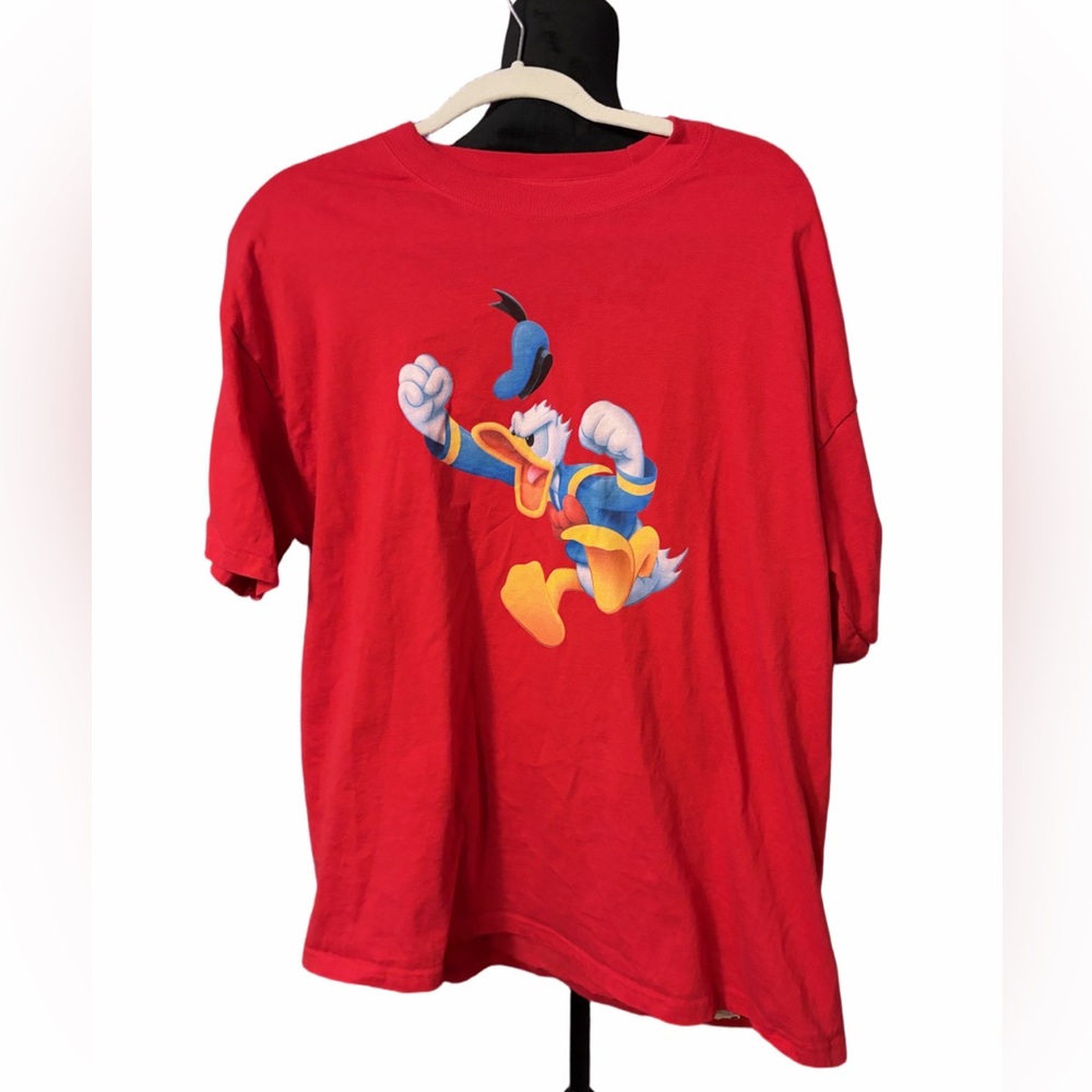 Walt Disney World Donald Duck Graphic Tee Red XL Hanes Park Shirt